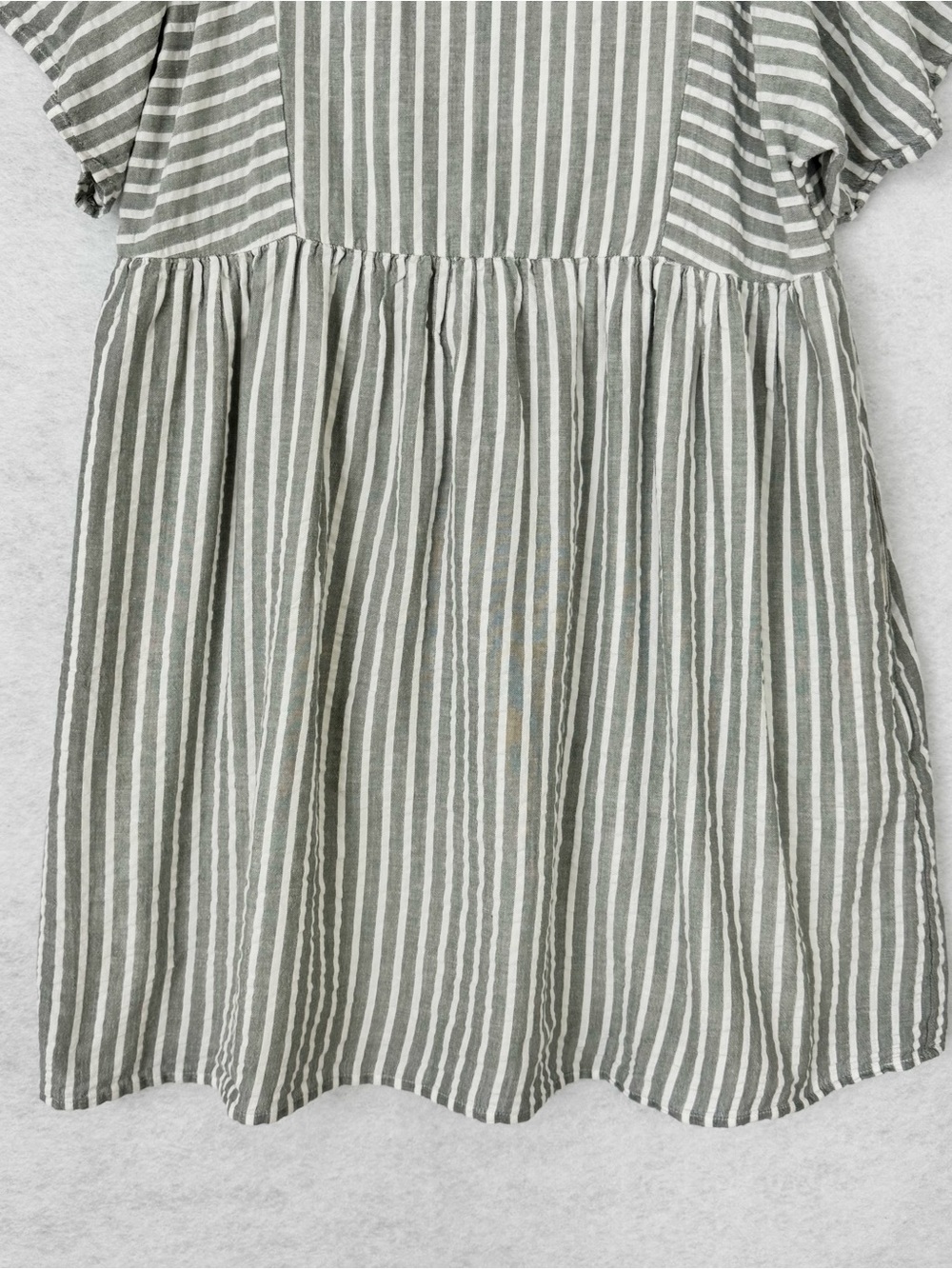 Madewell Flutter Sleeve Mini Dress Sage Green White Striped Seersucker Size M - Picture 12 of 16